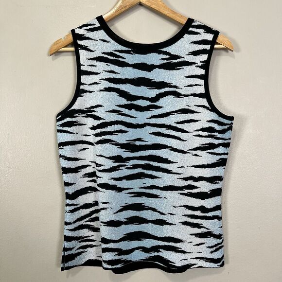 Y2K Ming Wang Tank Top Women Medium Zebra Bodycon Edgy Animal Retro Bold Casual - Picture 7 of 10